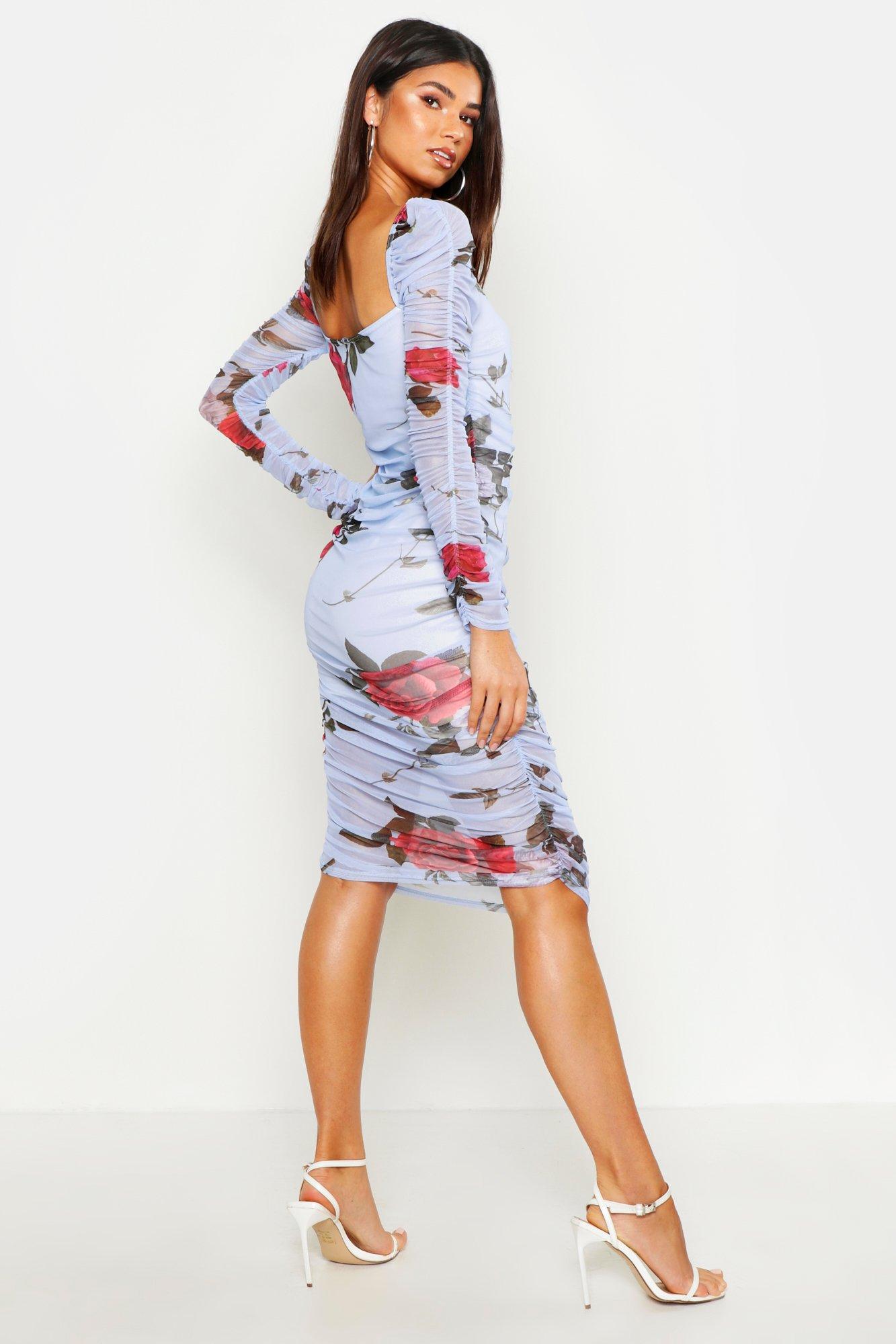 Mesh overlay outlet dress floral